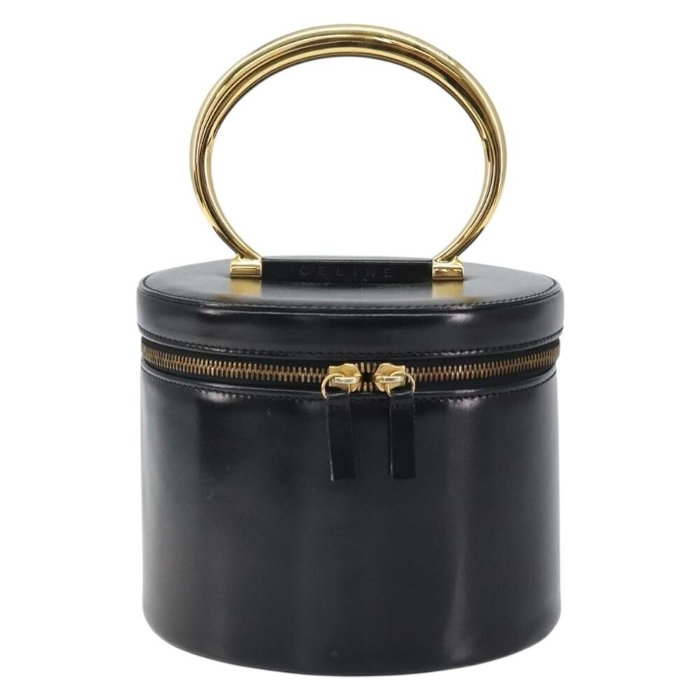 Celine Leather Vanity Handbag Black